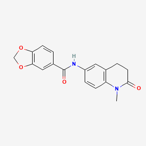 molecular formula C18H16N2O4 B2551768 N-(1-methyl-2-oxo-1,2,3,4-tetrahydroquinolin-6-yl)benzo[d][1,3]dioxole-5-carboxamide CAS No. 922054-28-2