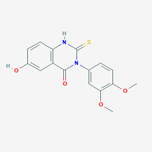 molecular formula C16H14N2O4S B2551770 3-(3,4-Dimethoxyphenyl)-6-hydroxy-2-sulfanyl-3,4-dihydroquinazolin-4-one CAS No. 568544-01-4