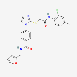 molecular formula C24H21ClN4O3S B2551779 4-(2-((2-((2-氯-4-甲苯基)氨基)-2-氧代乙基)硫代)-1H-咪唑-1-基)-N-(呋喃-2-基甲基)苯甲酰胺 CAS No. 1207060-34-1