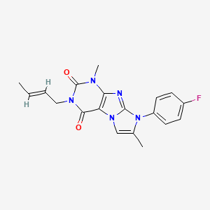 molecular formula C19H18FN5O2 B2551785 3-((2E)but-2-enyl)-8-(4-fluorophenyl)-1,7-dimethyl-1,3,5-trihydro-4-imidazolin o[1,2-h]purine-2,4-dione CAS No. 946261-05-8