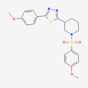 molecular formula C21H23N3O4S2 B2551797 2-(4-Methoxyphenyl)-5-(1-((4-methoxyphenyl)sulfonyl)piperidin-3-yl)-1,3,4-thiadiazole CAS No. 1203331-43-4