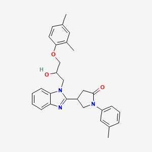molecular formula C29H31N3O3 B2551801 4-{1-[3-(2,4-dimethylphenoxy)-2-hydroxypropyl]-1H-benzimidazol-2-yl}-1-(3-methylphenyl)pyrrolidin-2-one CAS No. 1018163-81-9