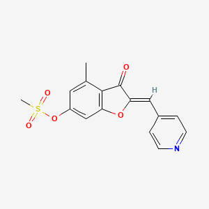 molecular formula C16H13NO5S B2551820 (2Z)-4-甲基-3-氧代-2-(吡啶-4-基亚甲基)-2,3-二氢-1-苯并呋喃-6-基甲磺酸盐 CAS No. 903855-72-1