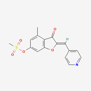 (2Z)-4-methyl-3-oxo-2-(pyridin-4-ylmethylidene)-2,3-dihydro-1-benzofuran-6-yl methanesulfonate