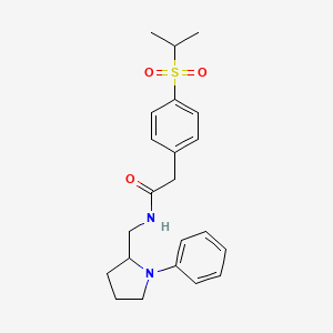 molecular formula C22H28N2O3S B2551833 2-(4-(isopropylsulfonyl)phenyl)-N-((1-phenylpyrrolidin-2-yl)methyl)acetamide CAS No. 1797703-94-6