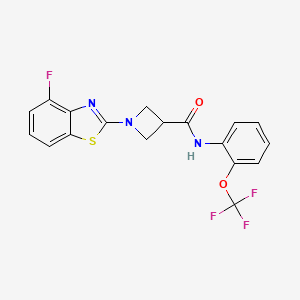 molecular formula C18H13F4N3O2S B2551838 1-(4-fluorobenzo[d]thiazol-2-yl)-N-(2-(trifluoromethoxy)phenyl)azetidine-3-carboxamide CAS No. 1286702-11-1