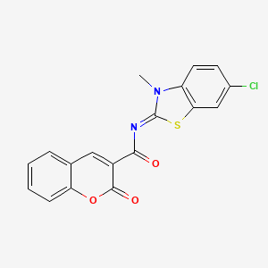 N-(6-chloro-3-methyl-1,3-benzothiazol-2-ylidene)-2-oxochromene-3-carboxamide