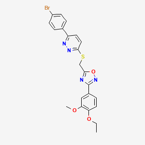 molecular formula C22H19BrN4O3S B2551849 3-(4-Bromophenyl)-6-({[3-(4-ethoxy-3-methoxyphenyl)-1,2,4-oxadiazol-5-yl]methyl}thio)pyridazine CAS No. 1111290-70-0