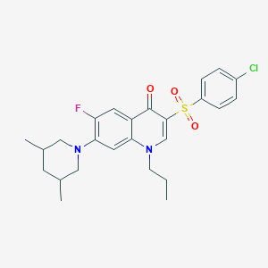 molecular formula C25H28ClFN2O3S B2551850 3-((4-chlorophenyl)sulfonyl)-7-(3,5-dimethylpiperidin-1-yl)-6-fluoro-1-propylquinolin-4(1H)-one CAS No. 892776-56-6