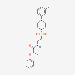 molecular formula C22H29N3O4S B2551853 2-phenoxy-N-(2-((4-(m-tolyl)piperazin-1-yl)sulfonyl)ethyl)propanamide CAS No. 946227-40-3