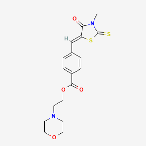 molecular formula C18H20N2O4S2 B2551856 (Z)-2-morpholinoethyl 4-((3-methyl-4-oxo-2-thioxothiazolidin-5-ylidene)methyl)benzoate CAS No. 881547-31-5