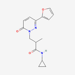 molecular formula C15H17N3O3 B2551858 N-cyclopropyl-3-(3-(furan-2-yl)-6-oxopyridazin-1(6H)-yl)-2-methylpropanamide CAS No. 1286702-15-5
