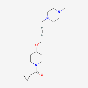 molecular formula C18H29N3O2 B2551868 Cyclopropyl-[4-[4-(4-methylpiperazin-1-yl)but-2-ynoxy]piperidin-1-yl]methanone CAS No. 2415466-29-2