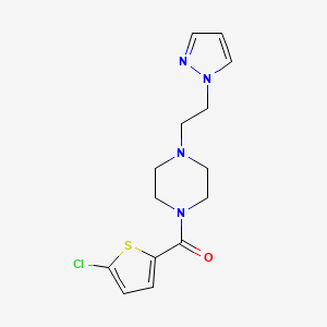 molecular formula C14H17ClN4OS B2551869 (4-(2-(1H-pyrazol-1-yl)ethyl)piperazin-1-yl)(5-chlorothiophen-2-yl)methanone CAS No. 1286697-95-7