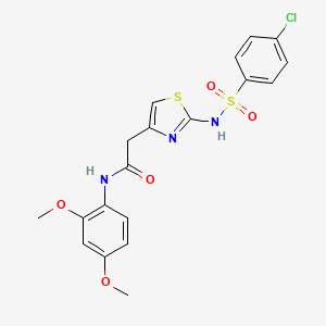 molecular formula C19H18ClN3O5S2 B2551877 2-(2-(4-chlorophenylsulfonamido)thiazol-4-yl)-N-(2,4-dimethoxyphenyl)acetamide CAS No. 922046-55-7