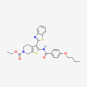 ethyl 3-(benzo[d]thiazol-2-yl)-2-(4-butoxybenzamido)-4,5-dihydrothieno[2,3-c]pyridine-6(7H)-carboxylate