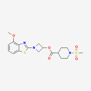 molecular formula C18H23N3O5S2 B2551896 1-(4-甲氧基苯并[d]噻唑-2-基)氮杂环丁-3-基 1-(甲磺酰基)哌啶-4-羧酸酯 CAS No. 1396862-88-6