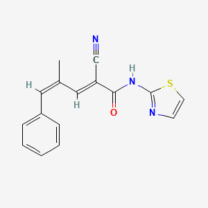 molecular formula C16H13N3OS B2551900 (2E,4Z)-2-氰基-4-甲基-5-苯基-N-(1,3-噻唑-2-基)戊-2,4-二烯酰胺 CAS No. 1798423-38-7