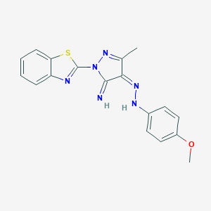 molecular formula C18H16N6OS B255191 N-[(Z)-[1-(1,3-benzothiazol-2-yl)-5-imino-3-methylpyrazol-4-ylidene]amino]-4-methoxyaniline 