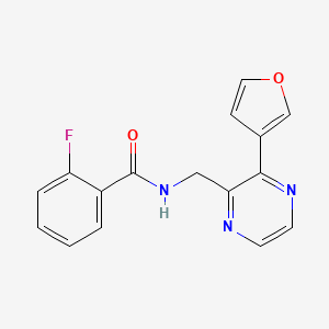 molecular formula C16H12FN3O2 B2551910 2-fluoro-N-((3-(furan-3-yl)pyrazin-2-yl)methyl)benzamide CAS No. 2034315-38-1