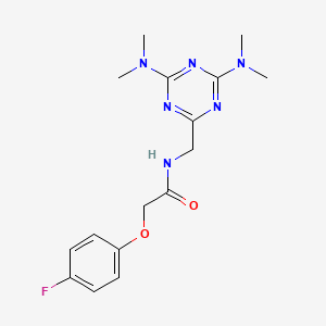 molecular formula C16H21FN6O2 B2551920 N-((4,6-二甲氨基-1,3,5-三嗪-2-基)甲基)-2-(4-氟苯氧基)乙酰胺 CAS No. 2034518-17-5