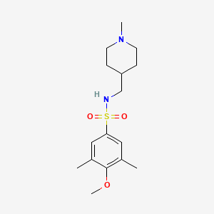 molecular formula C16H26N2O3S B2551924 4-methoxy-3,5-dimethyl-N-((1-methylpiperidin-4-yl)methyl)benzenesulfonamide CAS No. 953141-81-6