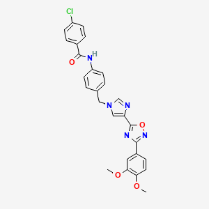 4-chloro-N-[4-({4-[3-(3,4-dimethoxyphenyl)-1,2,4-oxadiazol-5-yl]-1H-imidazol-1-yl}methyl)phenyl]benzamide