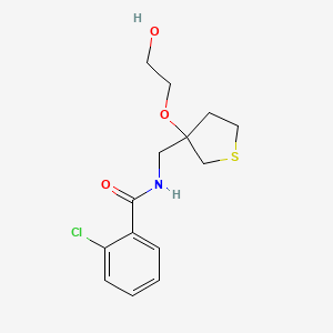 molecular formula C14H18ClNO3S B2551932 2-chloro-N-((3-(2-hydroxyethoxy)tetrahydrothiophen-3-yl)methyl)benzamide CAS No. 2310223-73-3