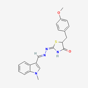 (E)-5-(4-methoxybenzyl)-2-((E)-((1-methyl-1H-indol-3-yl)methylene)hydrazono)thiazolidin-4-one