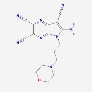 molecular formula C16H16N8O B255194 6-Amino-5-(3-morpholin-4-ylpropyl)pyrrolo[2,3-b]pyrazine-2,3,7-tricarbonitrile 
