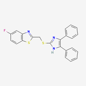 molecular formula C23H16FN3S2 B2551940 2-{[(4,5-二苯基-1H-咪唑-2-基)硫基]甲基}-5-氟-1,3-苯并噻唑 CAS No. 861212-18-2