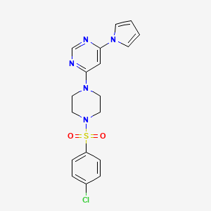 4-(4-((4-chlorophenyl)sulfonyl)piperazin-1-yl)-6-(1H-pyrrol-1-yl)pyrimidine
