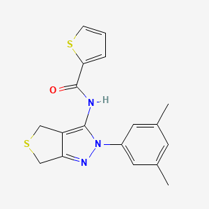 molecular formula C18H17N3OS2 B2551961 N-(2-(3,5-dimethylphenyl)-4,6-dihydro-2H-thieno[3,4-c]pyrazol-3-yl)thiophene-2-carboxamide CAS No. 396724-69-9