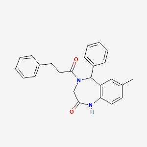 molecular formula C25H24N2O2 B2551972 7-methyl-5-phenyl-4-(3-phenylpropanoyl)-3,5-dihydro-1H-1,4-benzodiazepin-2-one CAS No. 533872-91-2