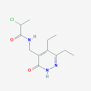 molecular formula C12H18ClN3O2 B2551973 2-Chloro-N-[(3,4-diethyl-6-oxo-1H-pyridazin-5-yl)methyl]propanamide CAS No. 2411275-64-2