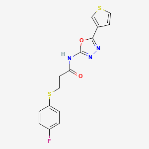 molecular formula C15H12FN3O2S2 B2551978 3-((4-fluorophenyl)thio)-N-(5-(thiophen-3-yl)-1,3,4-oxadiazol-2-yl)propanamide CAS No. 1251631-89-6