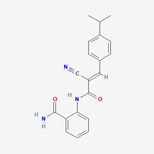 molecular formula C20H19N3O2 B255198 (E)-2-(2-cyano-3-(4-isopropylphenyl)acrylamido)benzamide 