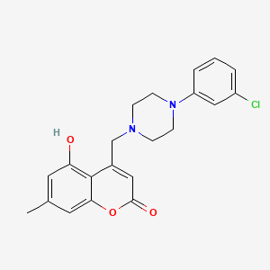 molecular formula C21H21ClN2O3 B2551995 4-((4-(3-chlorophenyl)piperazin-1-yl)methyl)-5-hydroxy-7-methyl-2H-chromen-2-one CAS No. 896080-39-0