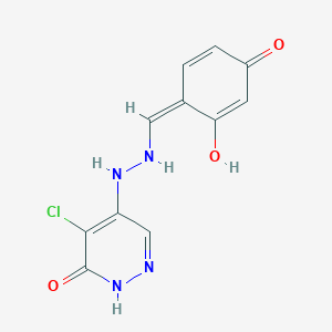 5-chloro-4-[2-[(Z)-(2-hydroxy-4-oxocyclohexa-2,5-dien-1-ylidene)methyl]hydrazinyl]-1H-pyridazin-6-one