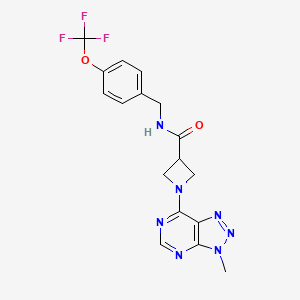 molecular formula C17H16F3N7O2 B2552008 1-(3-methyl-3H-[1,2,3]triazolo[4,5-d]pyrimidin-7-yl)-N-(4-(trifluoromethoxy)benzyl)azetidine-3-carboxamide CAS No. 1448035-34-4