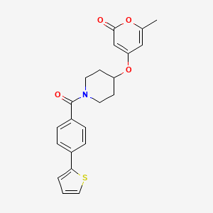 molecular formula C22H21NO4S B2552009 6-methyl-4-((1-(4-(thiophen-2-yl)benzoyl)piperidin-4-yl)oxy)-2H-pyran-2-one CAS No. 1798640-24-0