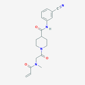 molecular formula C19H22N4O3 B2552019 N-(3-Cyanophenyl)-1-[2-[methyl(prop-2-enoyl)amino]acetyl]piperidine-4-carboxamide CAS No. 2361727-80-0