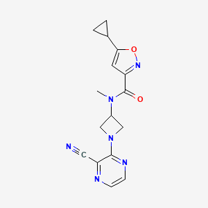 molecular formula C16H16N6O2 B2552022 N-[1-(3-Cyanopyrazin-2-yl)azetidin-3-yl]-5-cyclopropyl-N-methyl-1,2-oxazole-3-carboxamide CAS No. 2380078-44-2