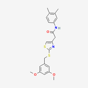 molecular formula C22H24N2O3S2 B2552024 2-(2-((3,5-dimethoxybenzyl)thio)thiazol-4-yl)-N-(3,4-dimethylphenyl)acetamide CAS No. 941875-16-7