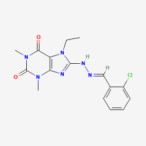 (E)-8-(2-(2-chlorobenzylidene)hydrazinyl)-7-ethyl-1,3-dimethyl-1H-purine-2,6(3H,7H)-dione