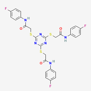 2-{[4,6-bis({[(4-fluorophenyl)carbamoyl]methyl}sulfanyl)-1,3,5-triazin-2-yl]sulfanyl}-N-(4-fluorophenyl)acetamide