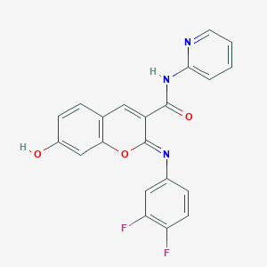 (2Z)-2-[(3,4-difluorophenyl)imino]-7-hydroxy-N-(pyridin-2-yl)-2H-chromene-3-carboxamide