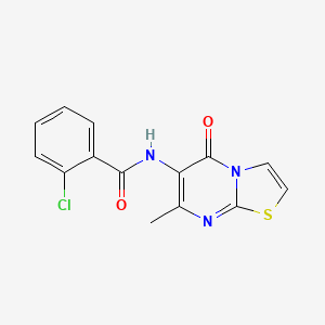 molecular formula C14H10ClN3O2S B2552075 2-chloro-N-(7-methyl-5-oxo-5H-[1,3]thiazolo[3,2-a]pyrimidin-6-yl)benzamide CAS No. 954672-90-3