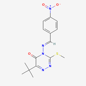 molecular formula C15H17N5O3S B2552084 6-tert-butyl-3-(methylsulfanyl)-4-{[(E)-(4-nitrophenyl)methylidene]amino}-1,2,4-triazin-5(4H)-one CAS No. 57057-66-6