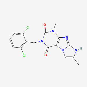 molecular formula C16H13Cl2N5O2 B2552089 3-(2,6-二氯苄基)-1,7-二甲基-1H-咪唑并[2,1-f]嘌呤-2,4(3H,8H)-二酮 CAS No. 923367-93-5